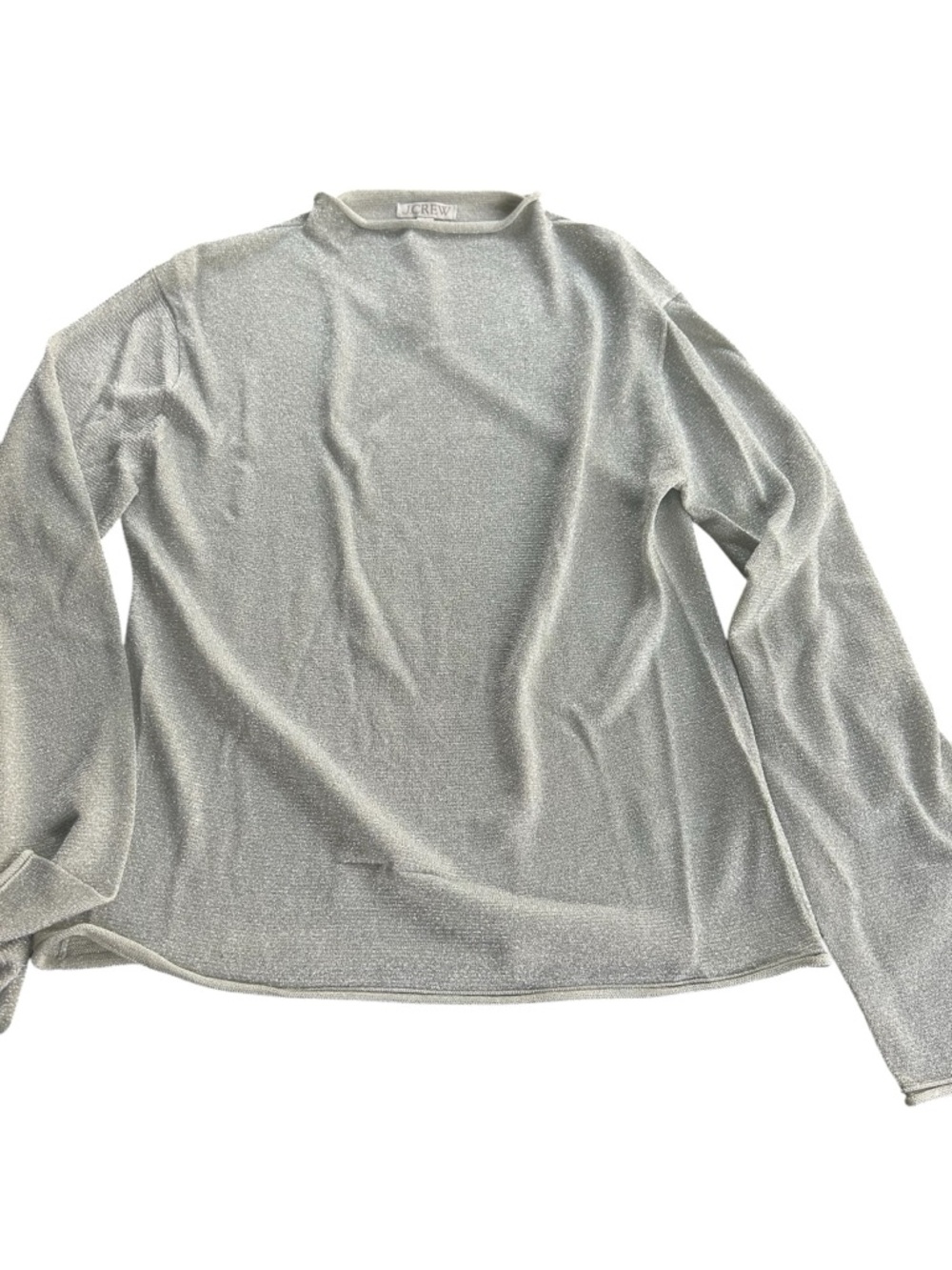 J. Crew Silver shimmer sweater ladies size Large lightweight glam preppy viscose